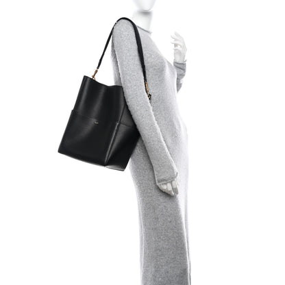 Celine Soft Grained Calfskin Sangle Bucket Bag Black 2 of 9