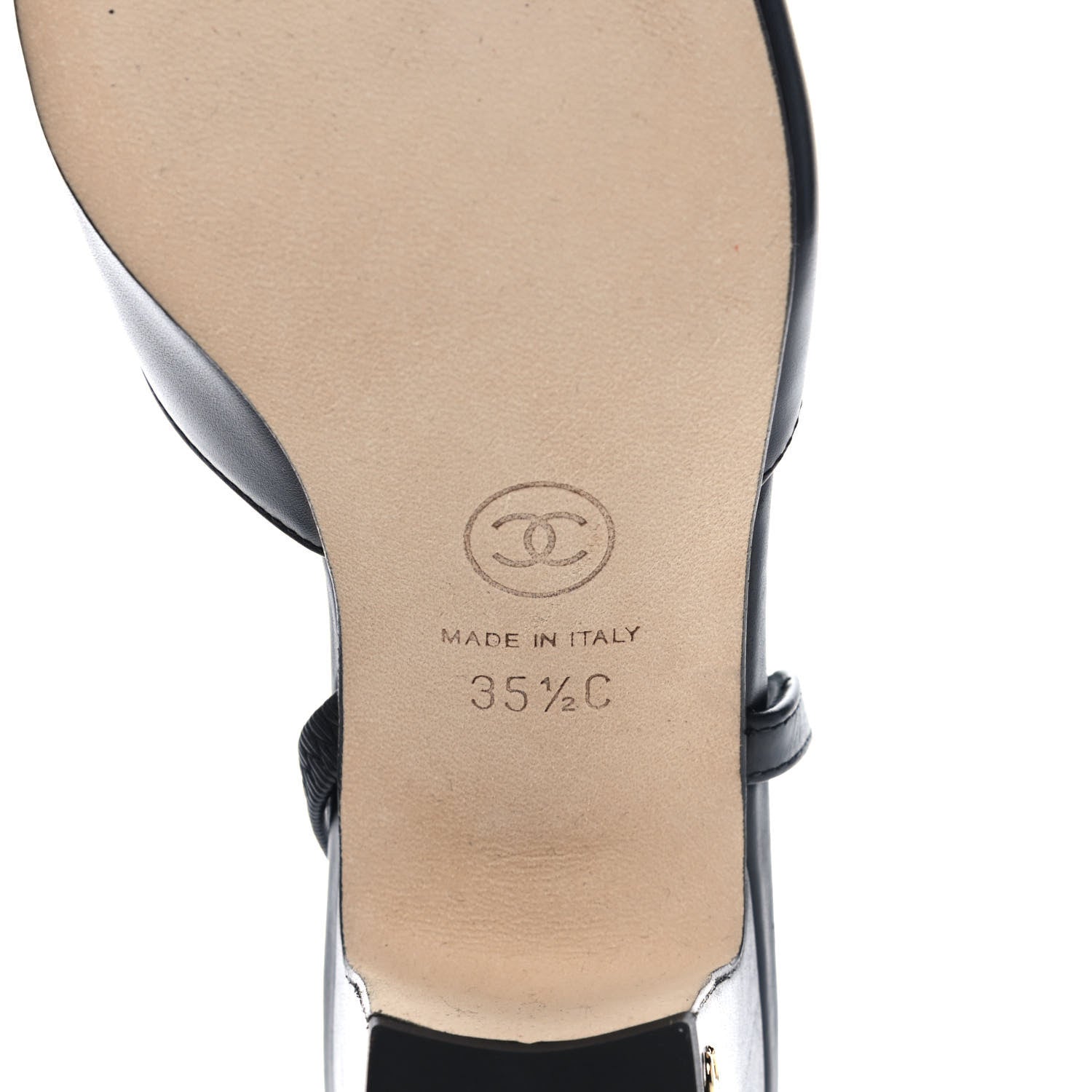 Chanel Goatskin Grosgrain Cap Toe CC Slingback Sandals 35.5 Black 6 of 9