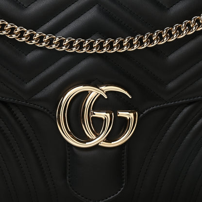 Gucci Calfskin Matelasse Large Horizontal GG Marmont Shoulder Bag Black 8 of 10