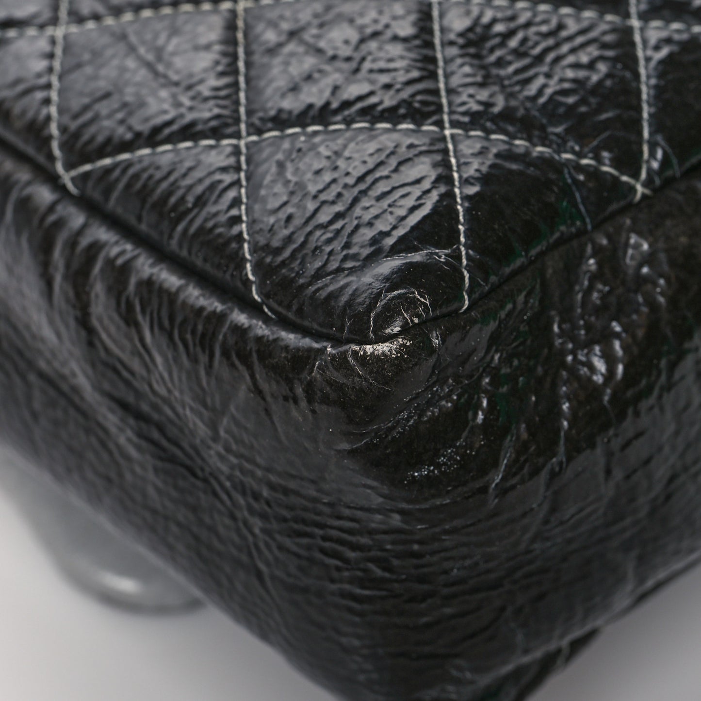 Vinyl Quilted Jumbo Melrose Degrade Flap Black