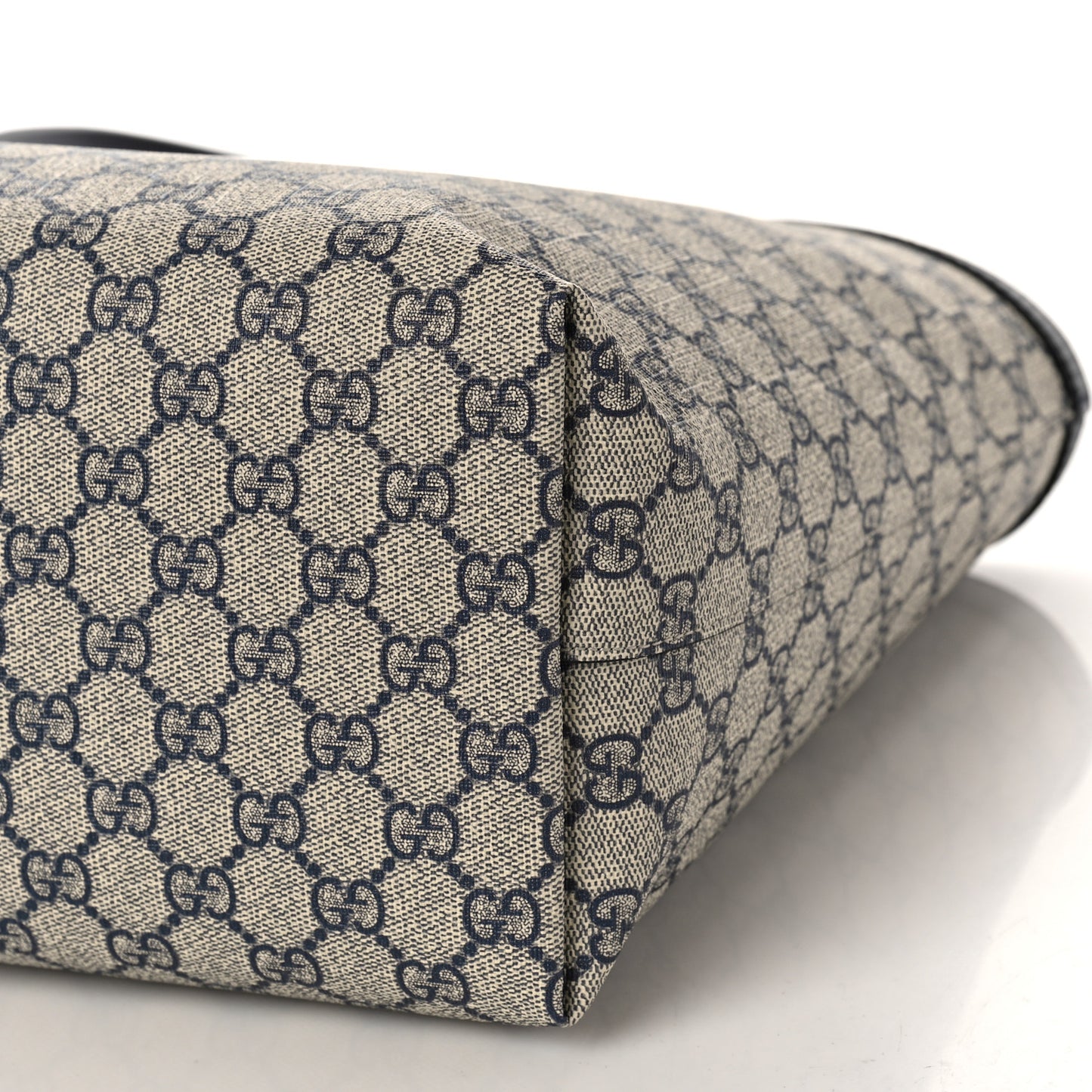 GG Supreme Monogram Textured Calfskin Web Medium Ophidia Shopping Tote Beige Blue