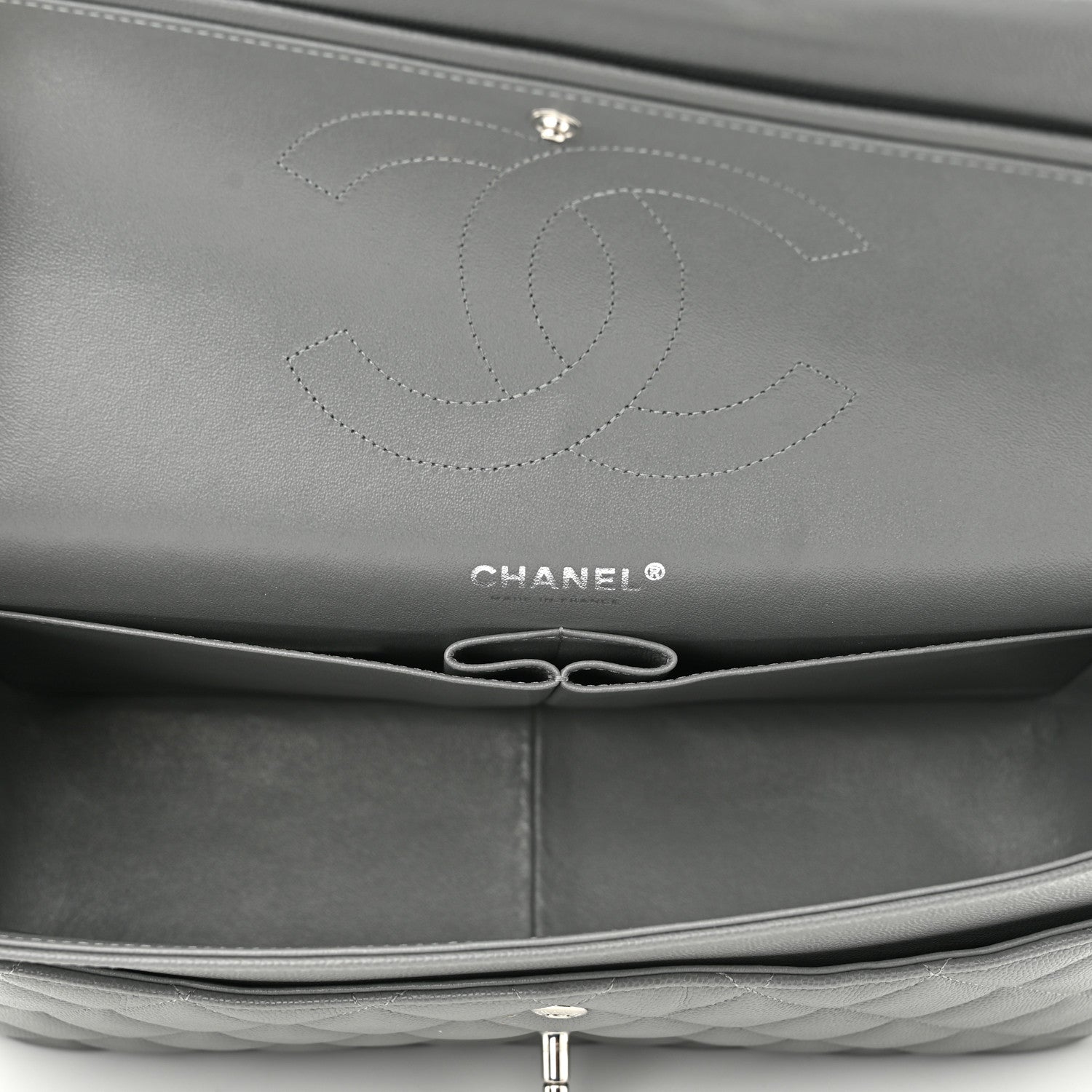Chanel Caviar Quilted Jumbo Double Flap Grey 5 of 10