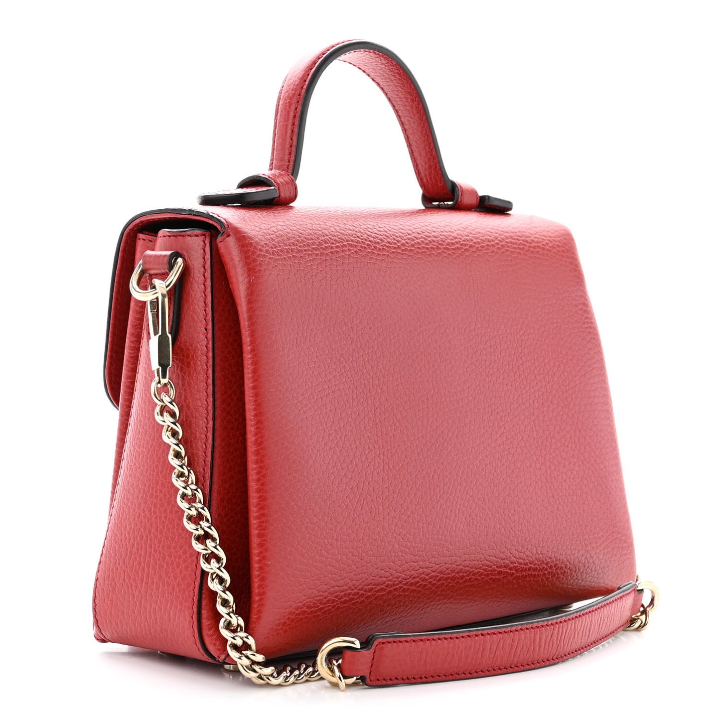 Dollar Calfskin Interlocking G Top Handle Shoulder Bag Red