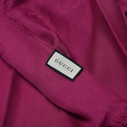Gucci Wool Silk Monogram Scarf Fuchsia 5 of 5