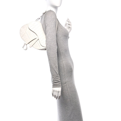 Christian Dior Calfskin Embossed Oblique Saddle Bag White 2 of 10
