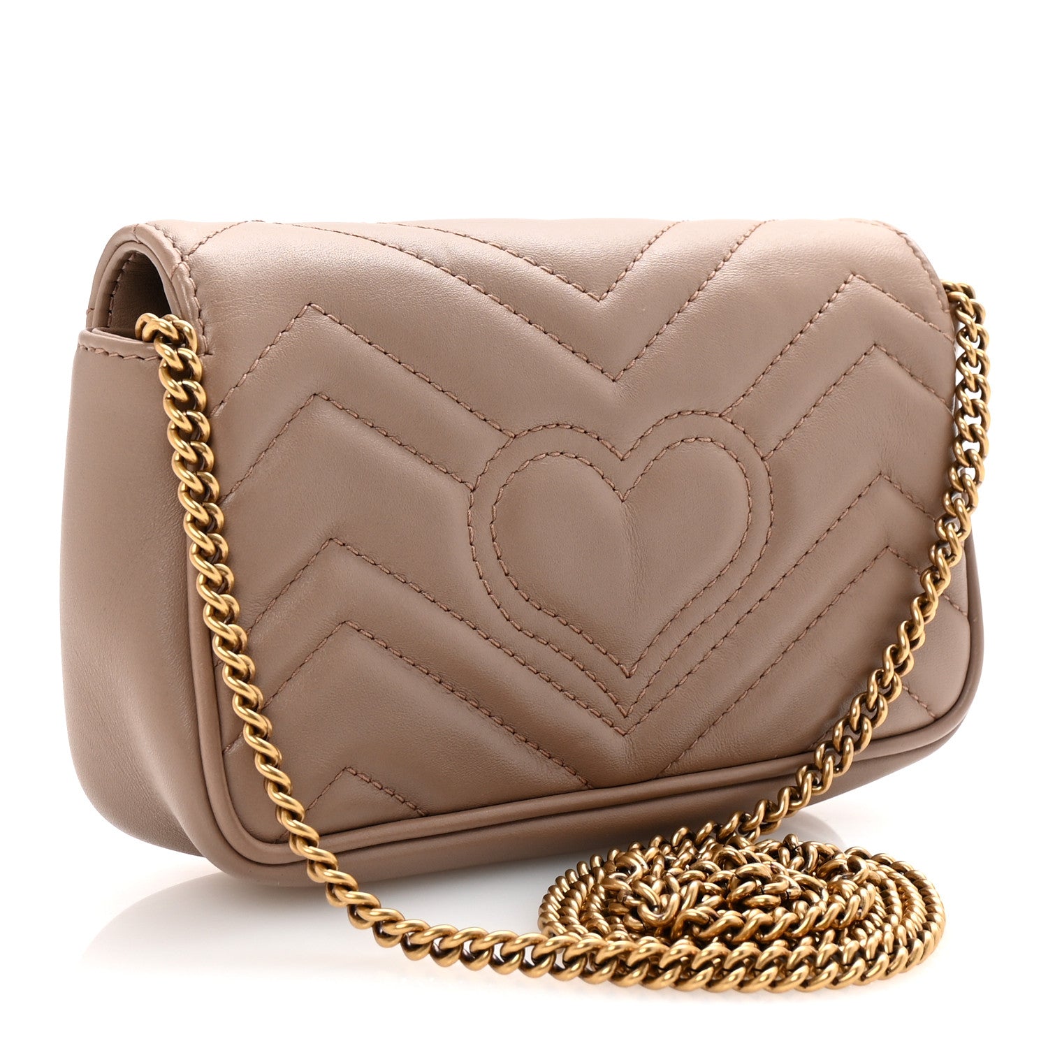 Gucci Calfskin Matelasse Super Mini GG Marmont Shoulder Bag Porcelain Rose 3 of 10