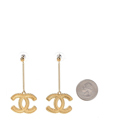 Chanel CC Drop Earrings Matte Gold 2 of 4