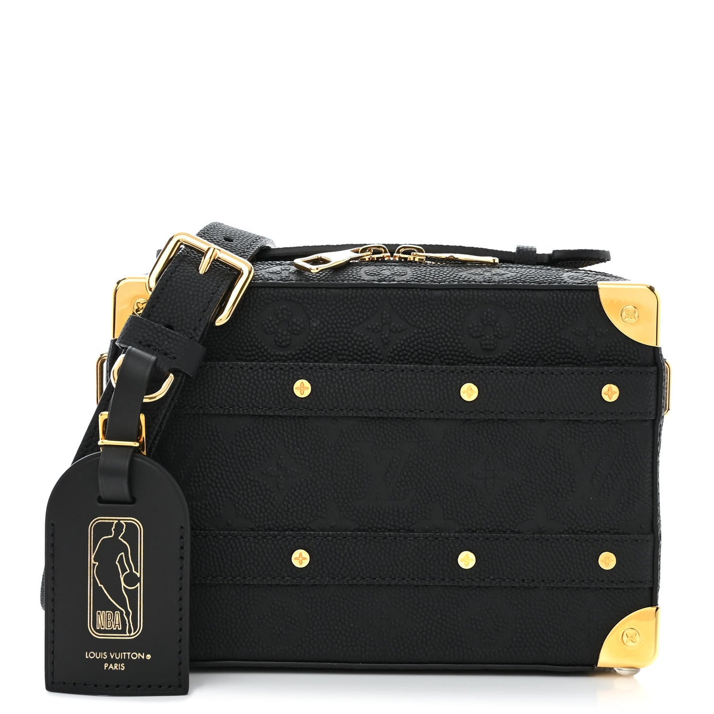 X NBA Grained Calfskin Monogram Handle Trunk Black