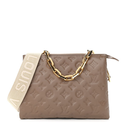 Louis Vuitton Lambskin Embossed Monogram Coussin PM Taupe 1 of 10