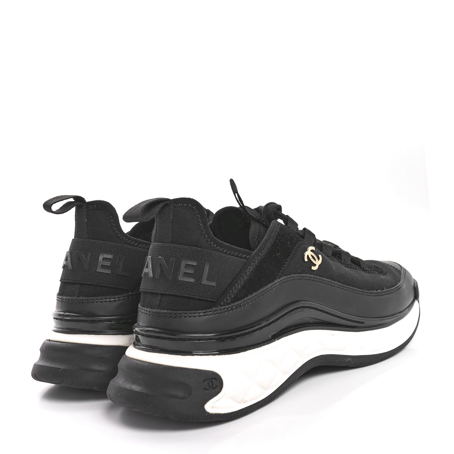 Chanel Velvet Calfskin Mixed Fibers CC Sneakers 39.5  Black 5 of 9