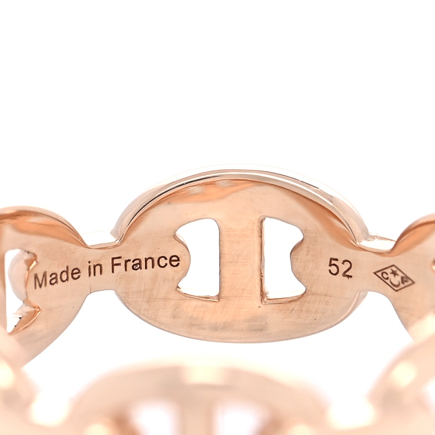 Hermes 18K Rose Gold PM Chaine D'Ancre Enchainee Ring 52 6 5 of 6