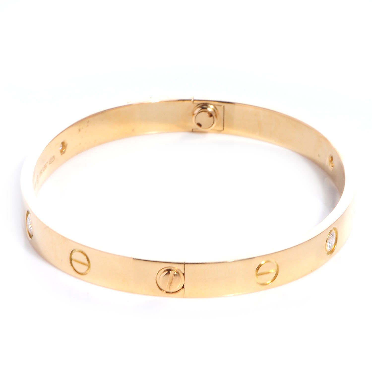 Cartier 18K Yellow Gold 4 Diamond LOVE Bracelet 18 4 of 5