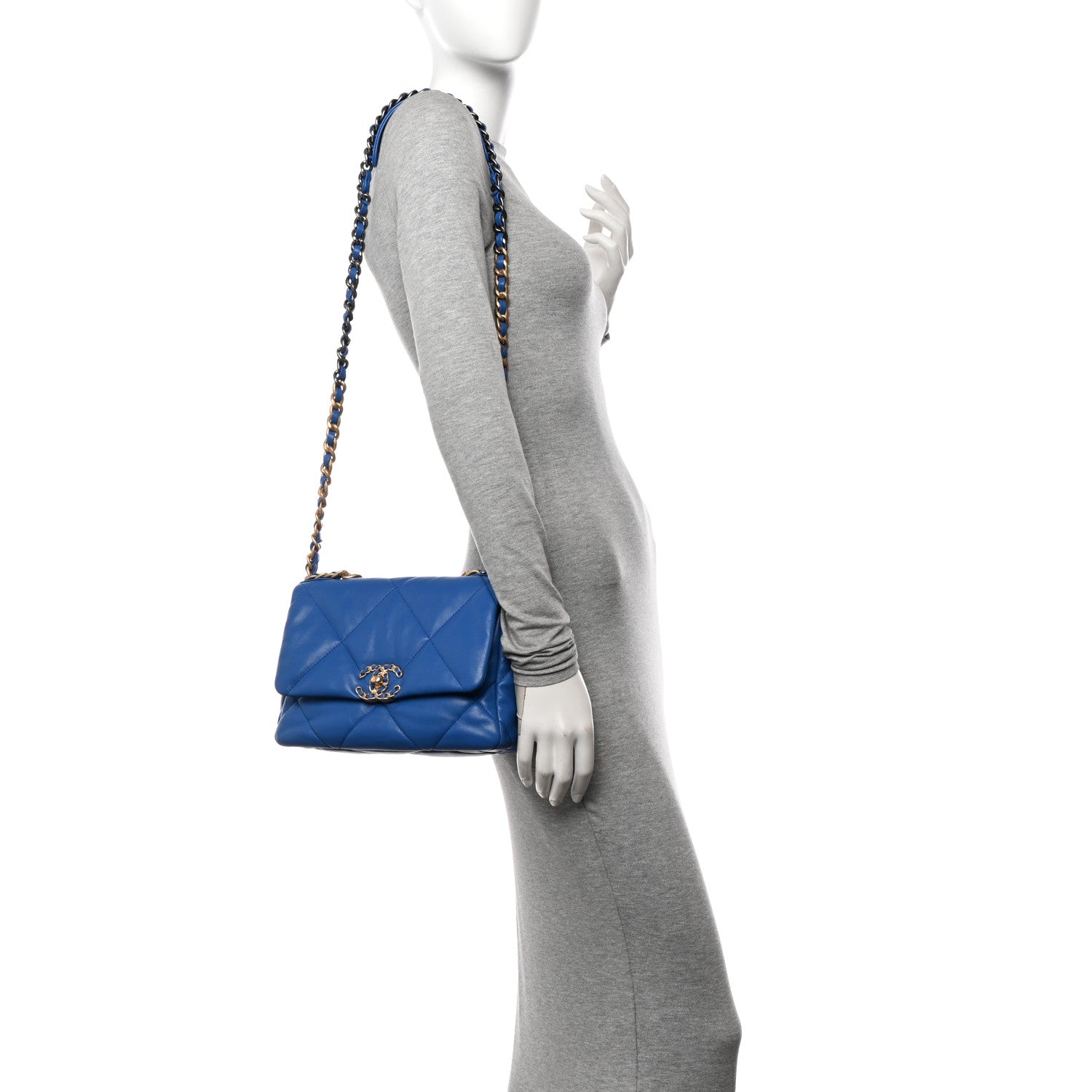 Chanel Lambskin Quilted Medium Chanel 19 Flap Blue 2 of 11