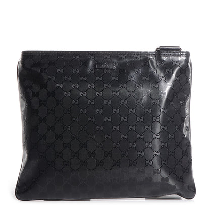 Gucci Imprime Monogram Medium Flat Messenger Bag Black 1 of 7
