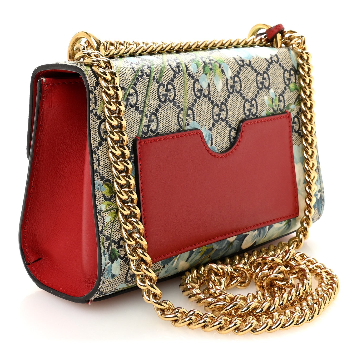 Gucci GG Supreme Monogram Blooms Small Padlock Shoulder Bag Beige Blue Navy Hibiscus Red 3 of 10