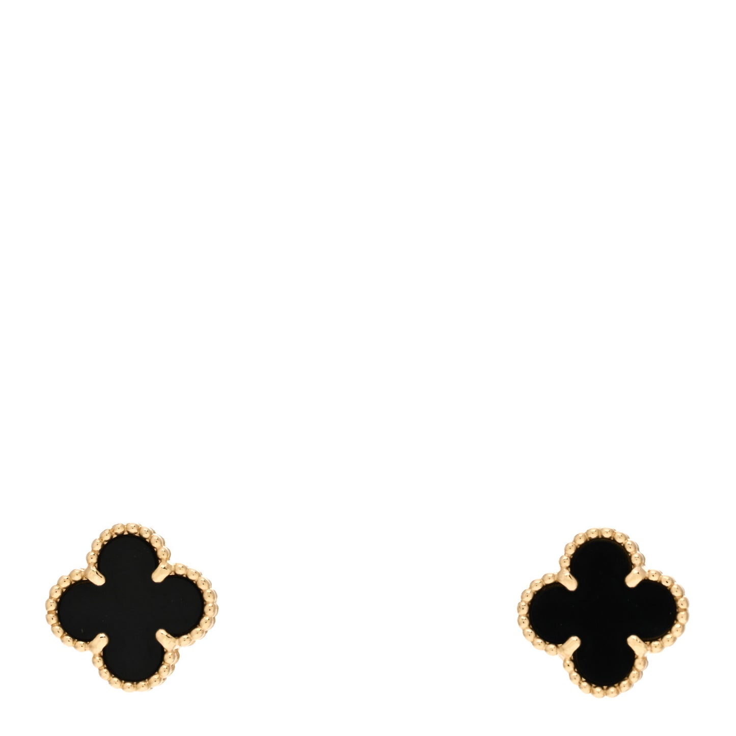18K Yellow Gold Black Onyx Sweet Alhambra Earrings
