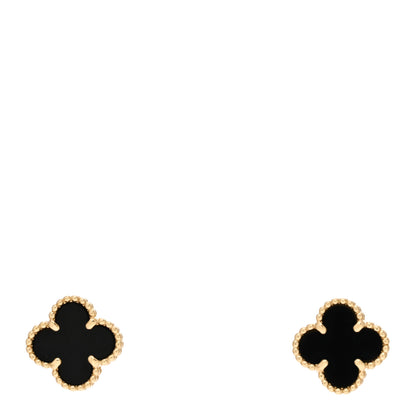 Van Cleef & Arpels 18K Yellow Gold Black Onyx Sweet Alhambra Earrings 1 of 4