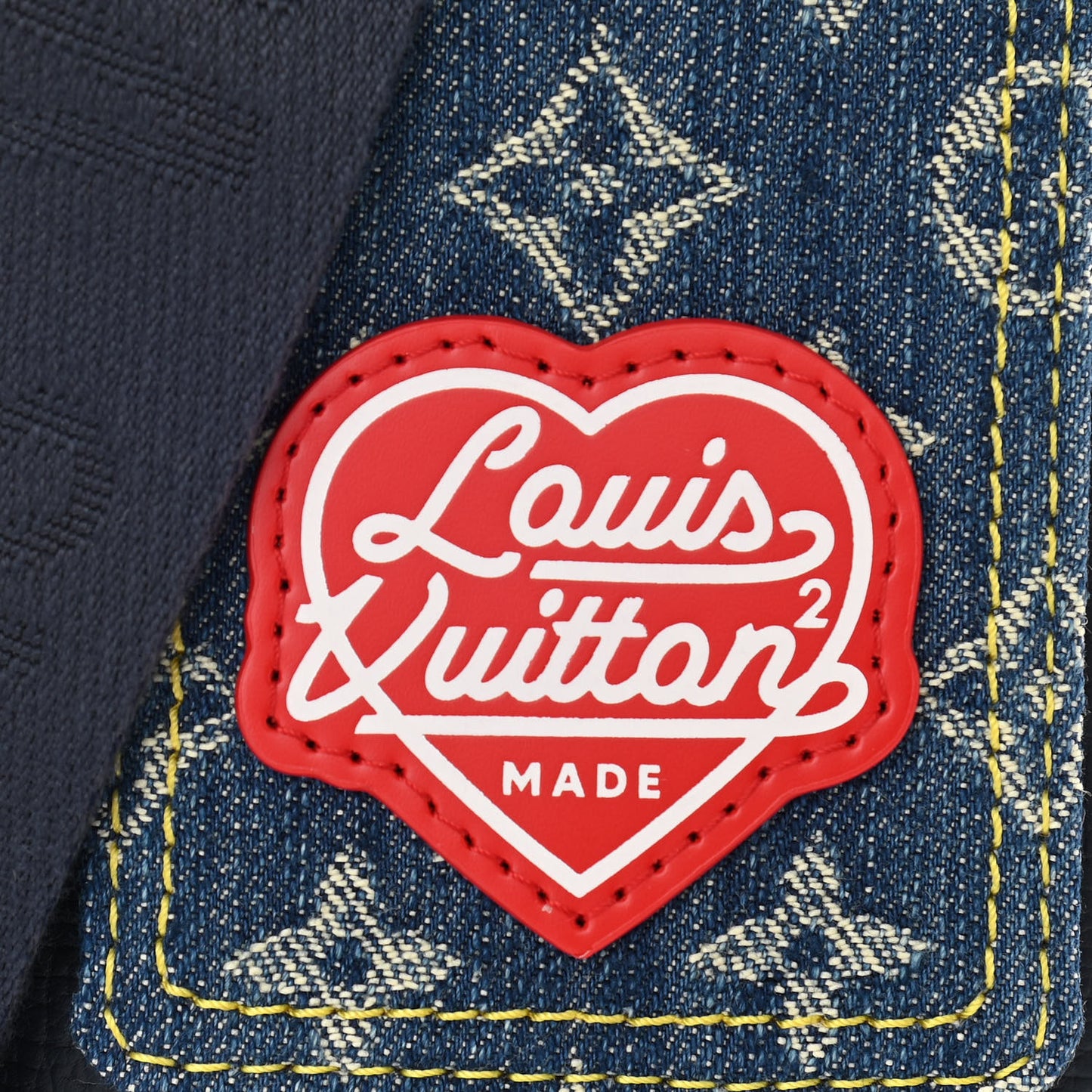 X NIGO Denim Monogram Flat Double Phone Pouch