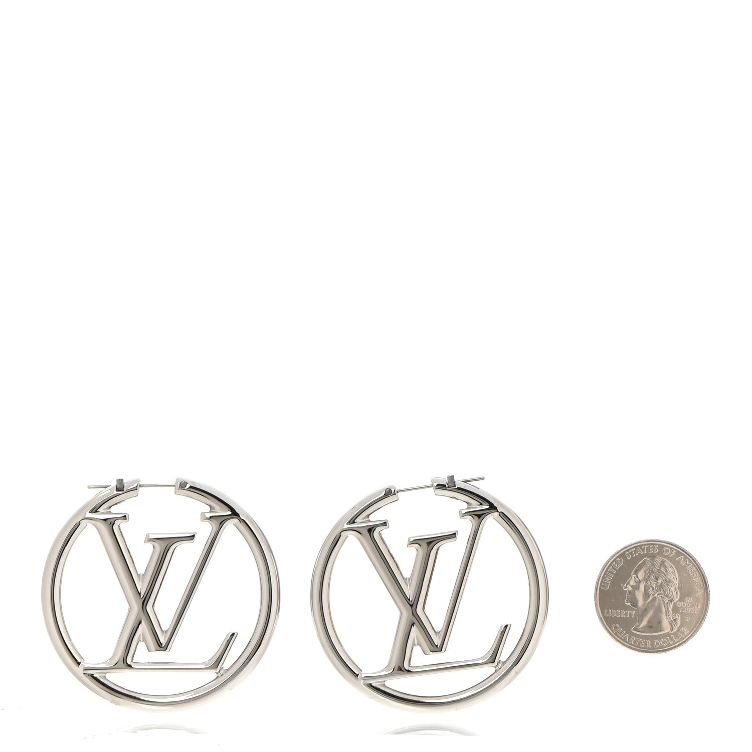 Louis Vuitton Palladium Louise Hoop Earrings Silver 2 of 5