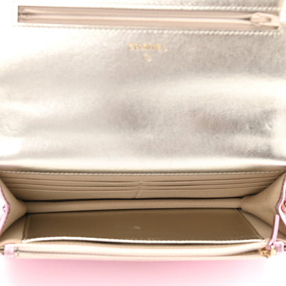 Chanel Gradient Metallic Lambskin Quilted Like A Wallet Wallet On Chain WOC Gold Pink 5 of 11