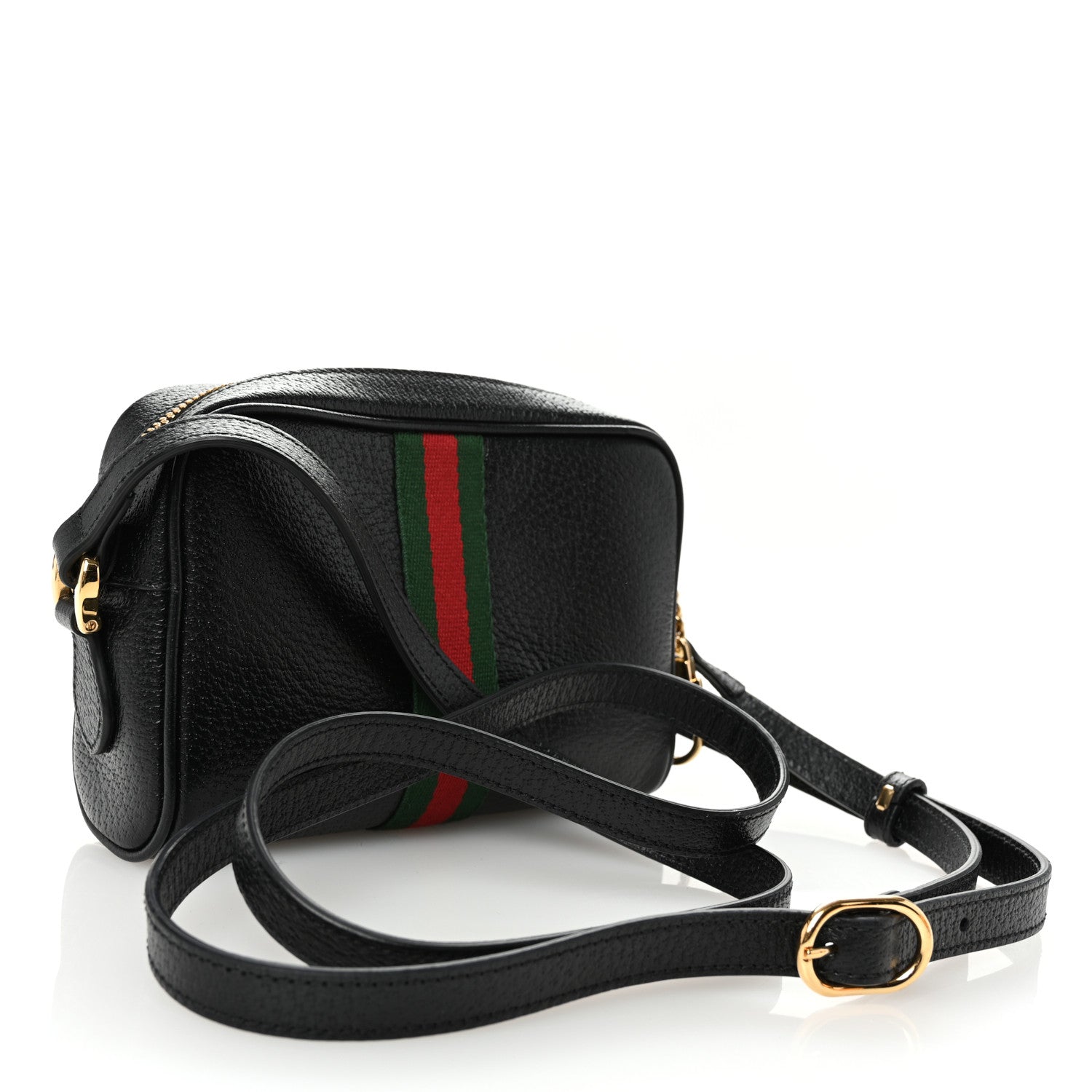 Gucci Calfskin Web Mini Ophidia Shoulder Bag Black 3 of 10