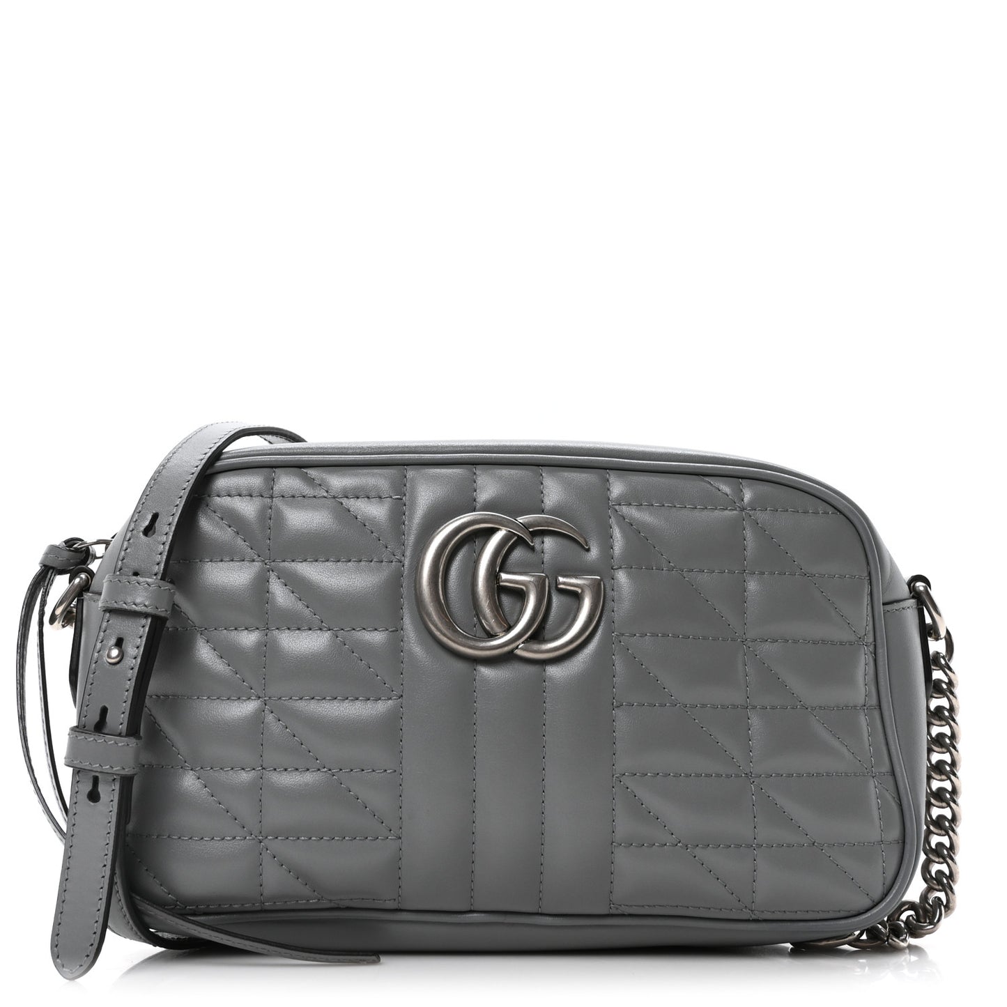 Calfskin Matelasse Aria Small GG Marmont Chain Shoulder Bag Deep Grey