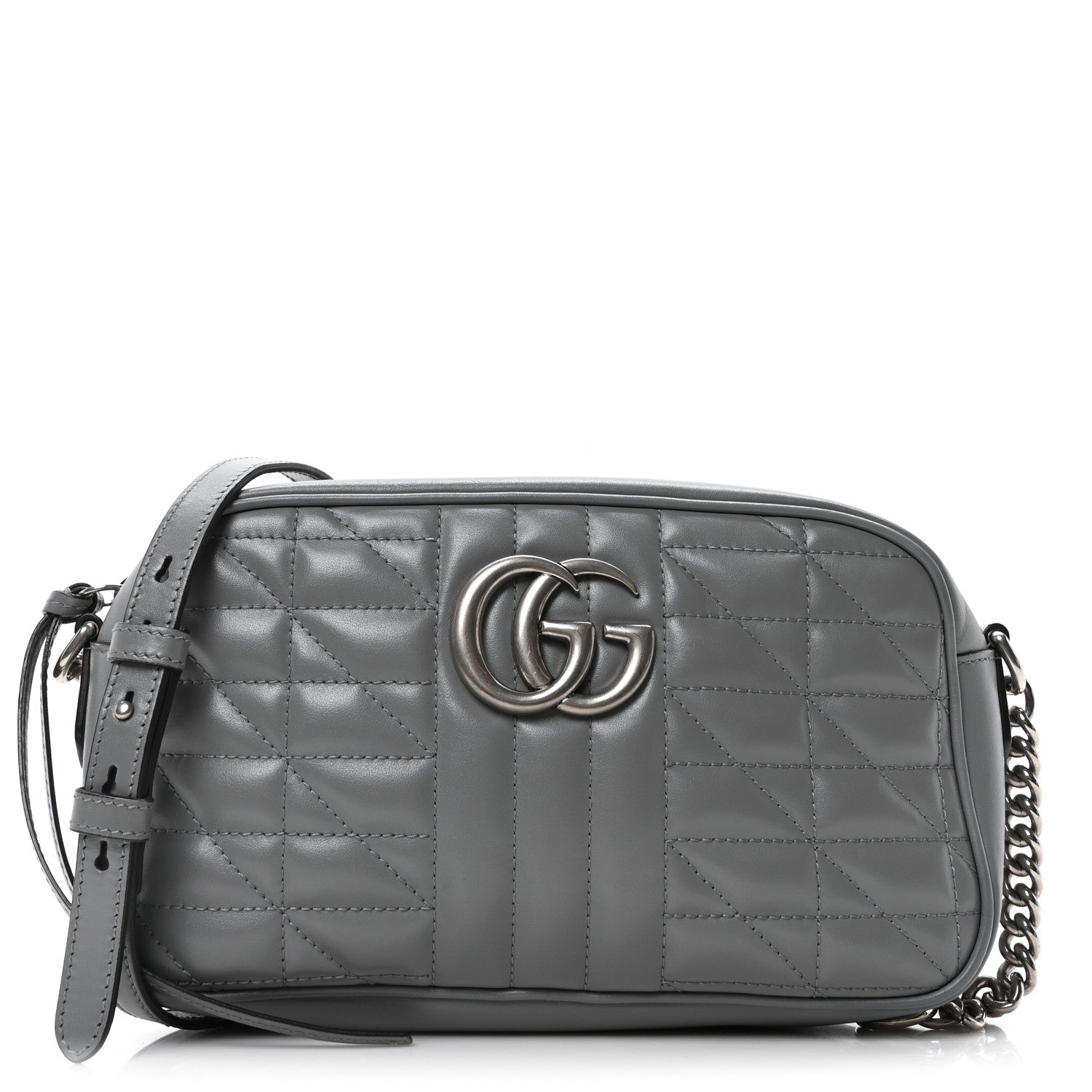 Gucci Calfskin Matelasse Aria Small GG Marmont Chain Shoulder Bag Deep Grey 1 of 10