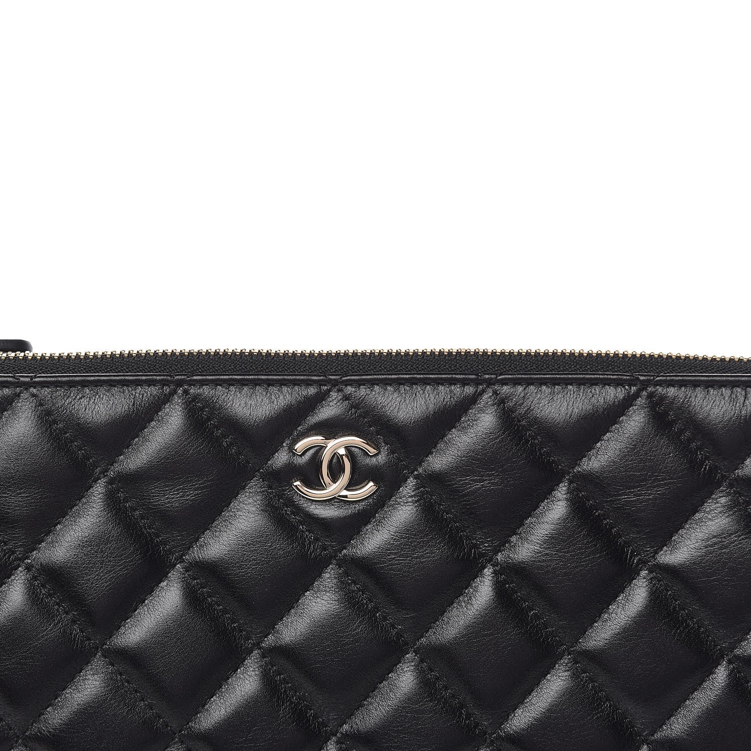 Chanel Calfskin Quilted Pearl Medium Cosmetic Case Black 10 of 11
