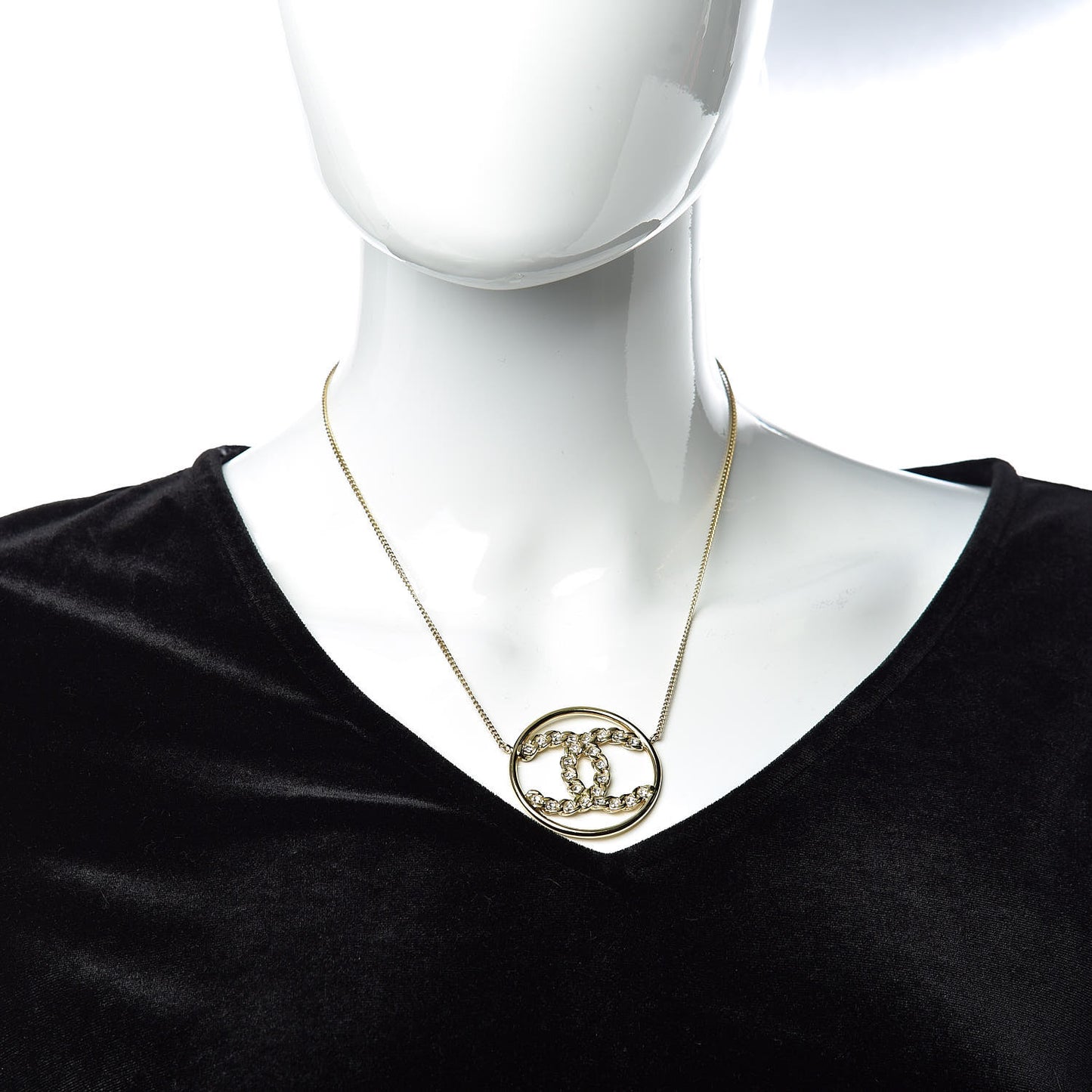 Baguette Crystal High Society CC Pendant Necklace Gold