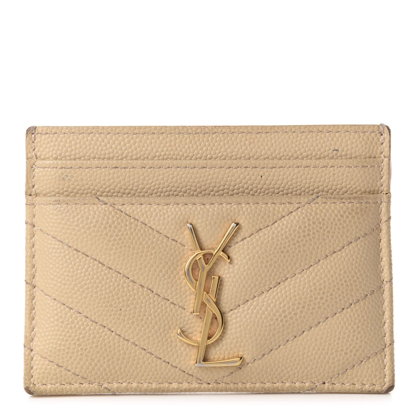 Grain De Poudre Matelasse Chevron Monogram Credit Card Case Nude Powder
