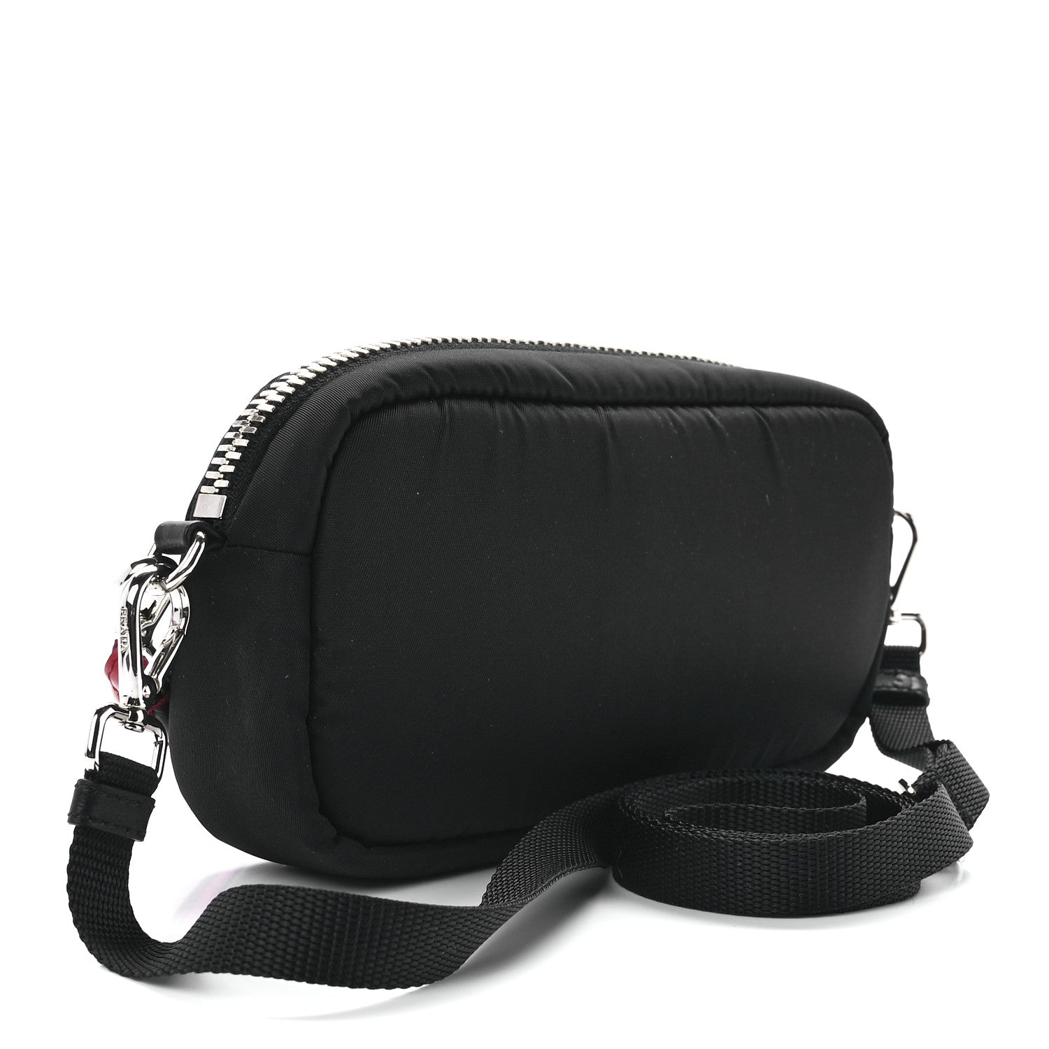 Prada Tessuto Soft Nylon Small Convertible Crossbody Wristlet Black Fuoco 3 of 11