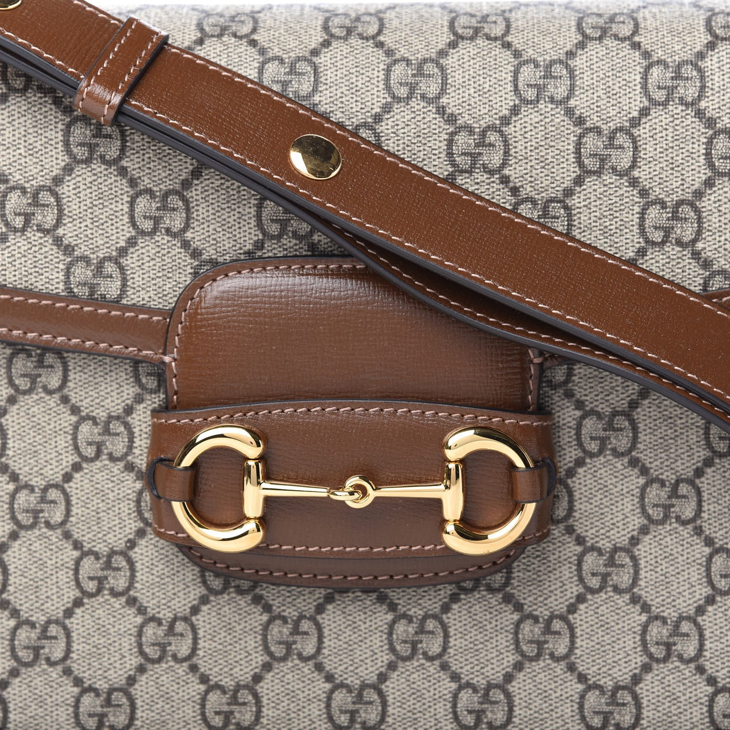 Gucci GG Supreme Monogram Horsebit 1955 Shoulder Bag Beige Brown Sugar 10 of 10