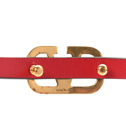 Valentino Garavani Glossy Calfskin VLogo Reversible 10mm Belt 80 32 Black Red 3 of 6