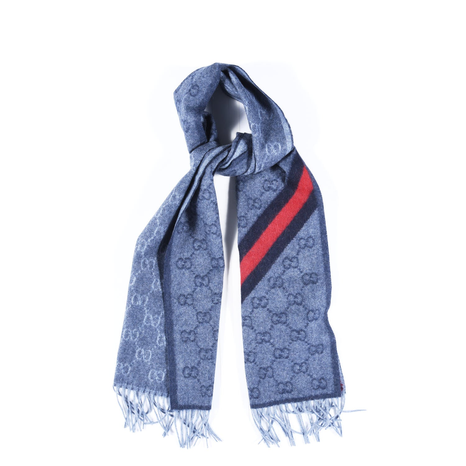 Gucci Wool Alpaca Monogram Web New Nikky Scarf Midnight Blue 1 of 4