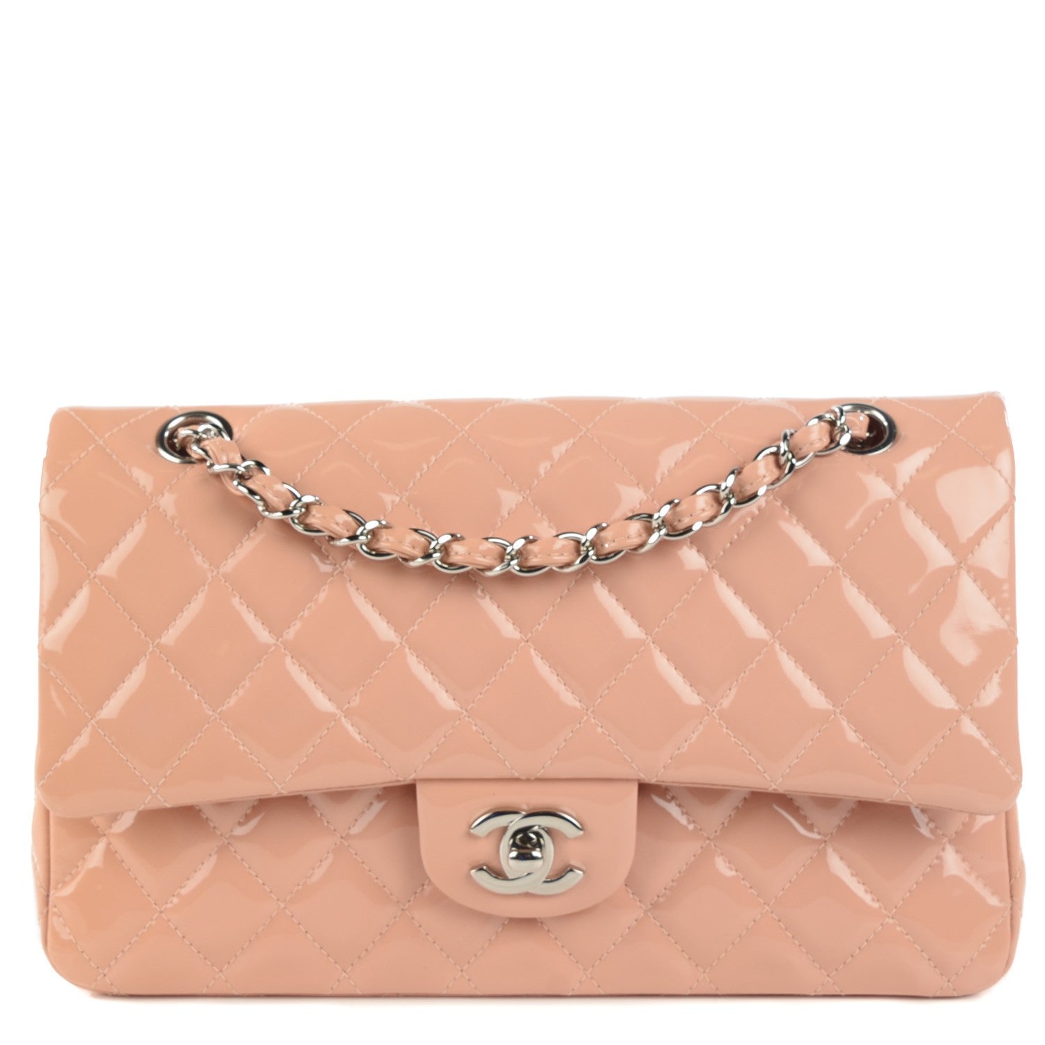 Chanel Patent Quilted Medium Double Flap Light Pink 1 of 8