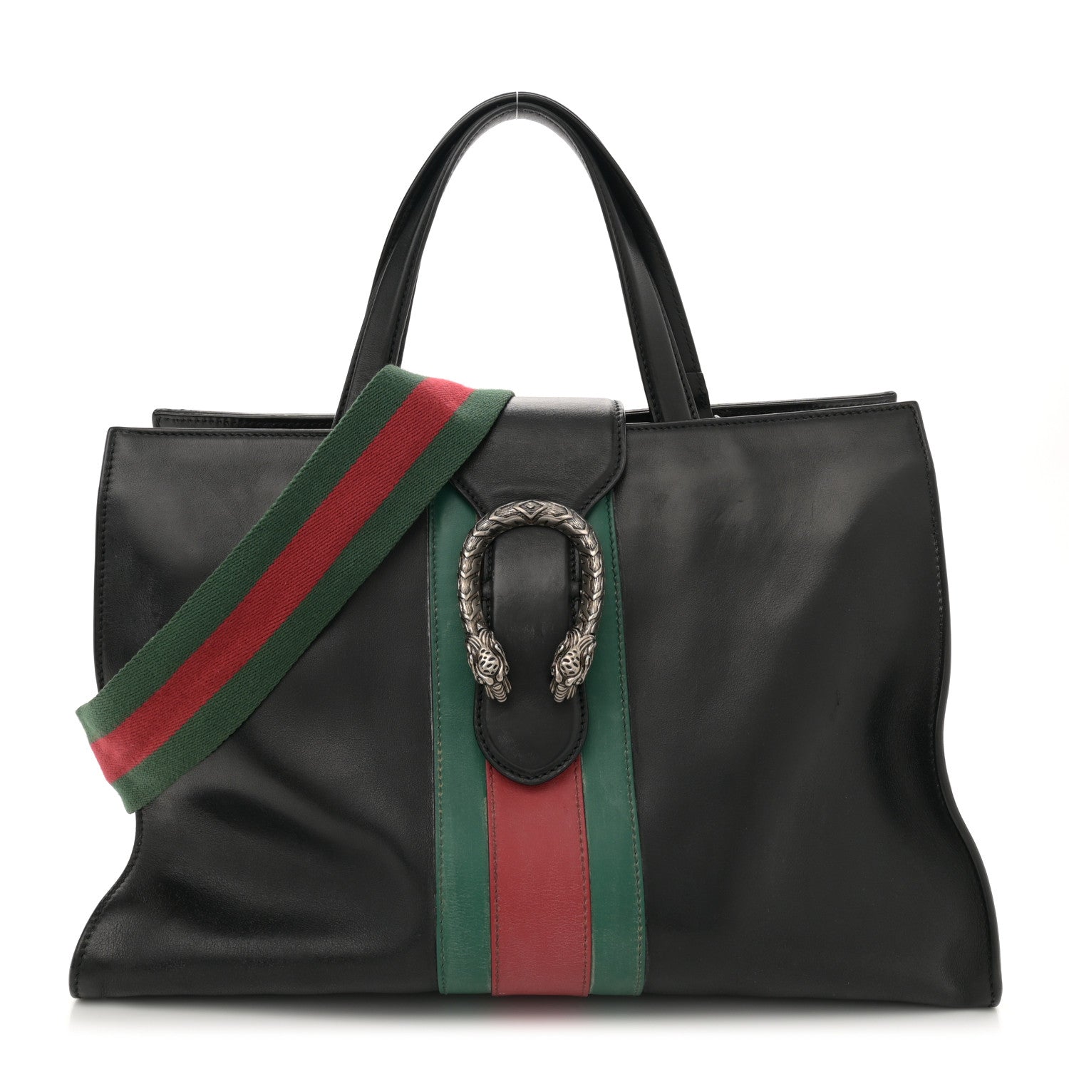 Gucci Calfskin Web Stripe Large Dionysus Tote Bag Black 1 of 16