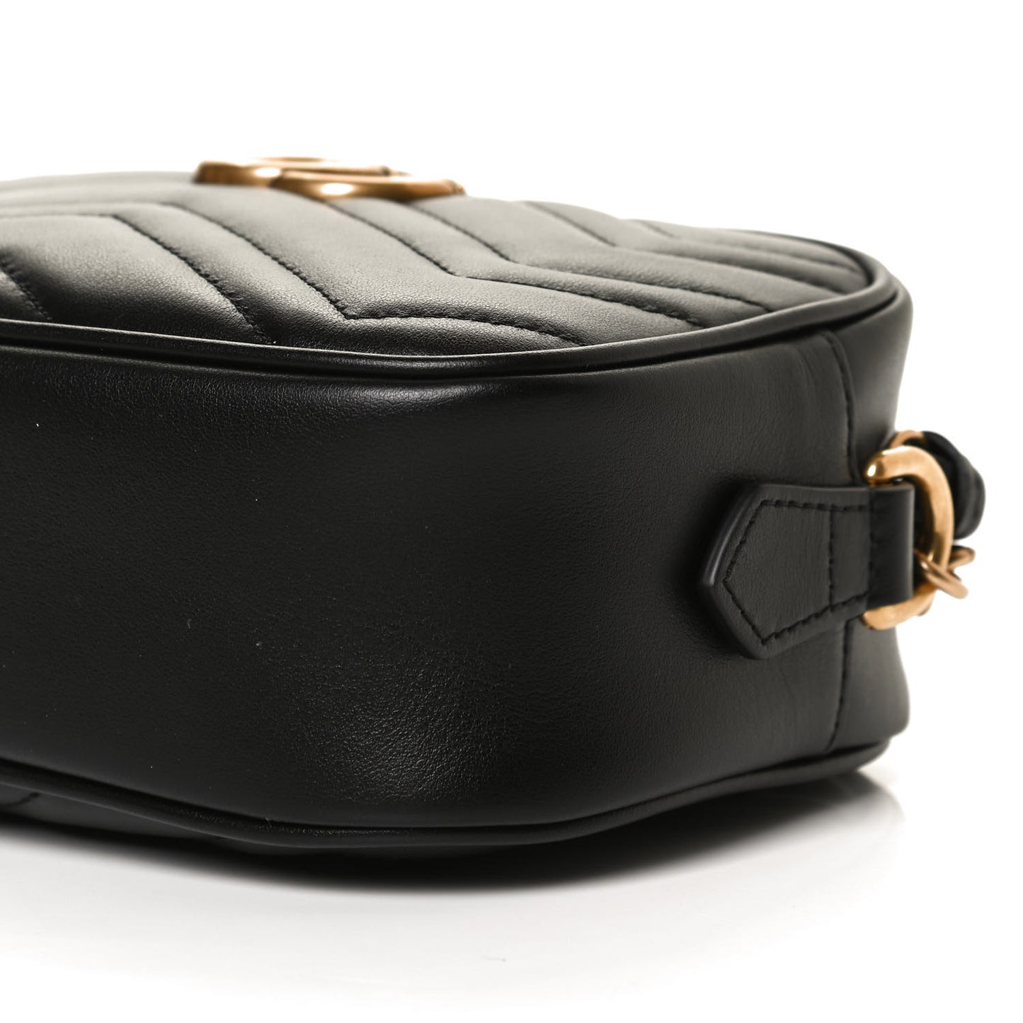 Calfskin Matelasse Mini GG Marmont Chain Shoulder Bag Black