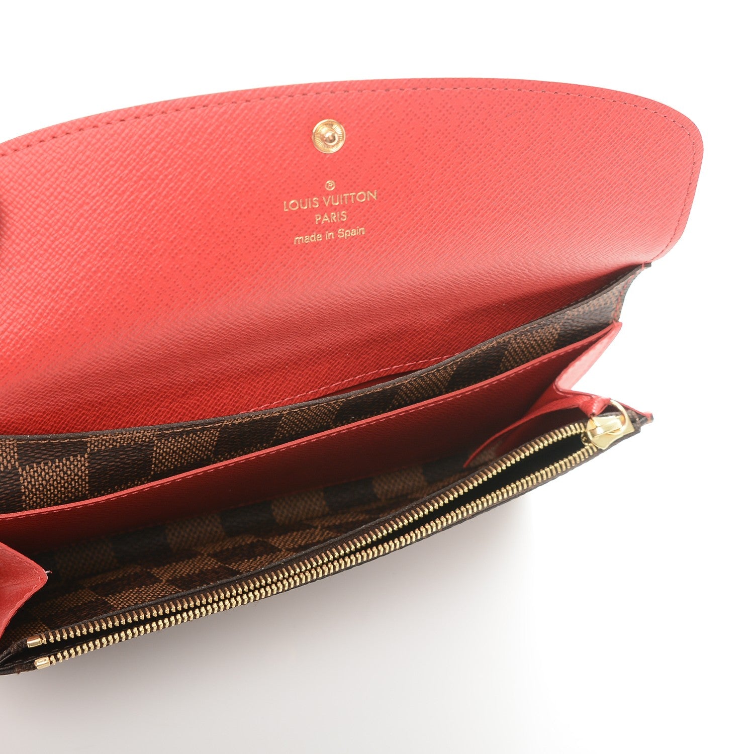 Louis Vuitton Damier Ebene Emilie Wallet Red 6 of 7