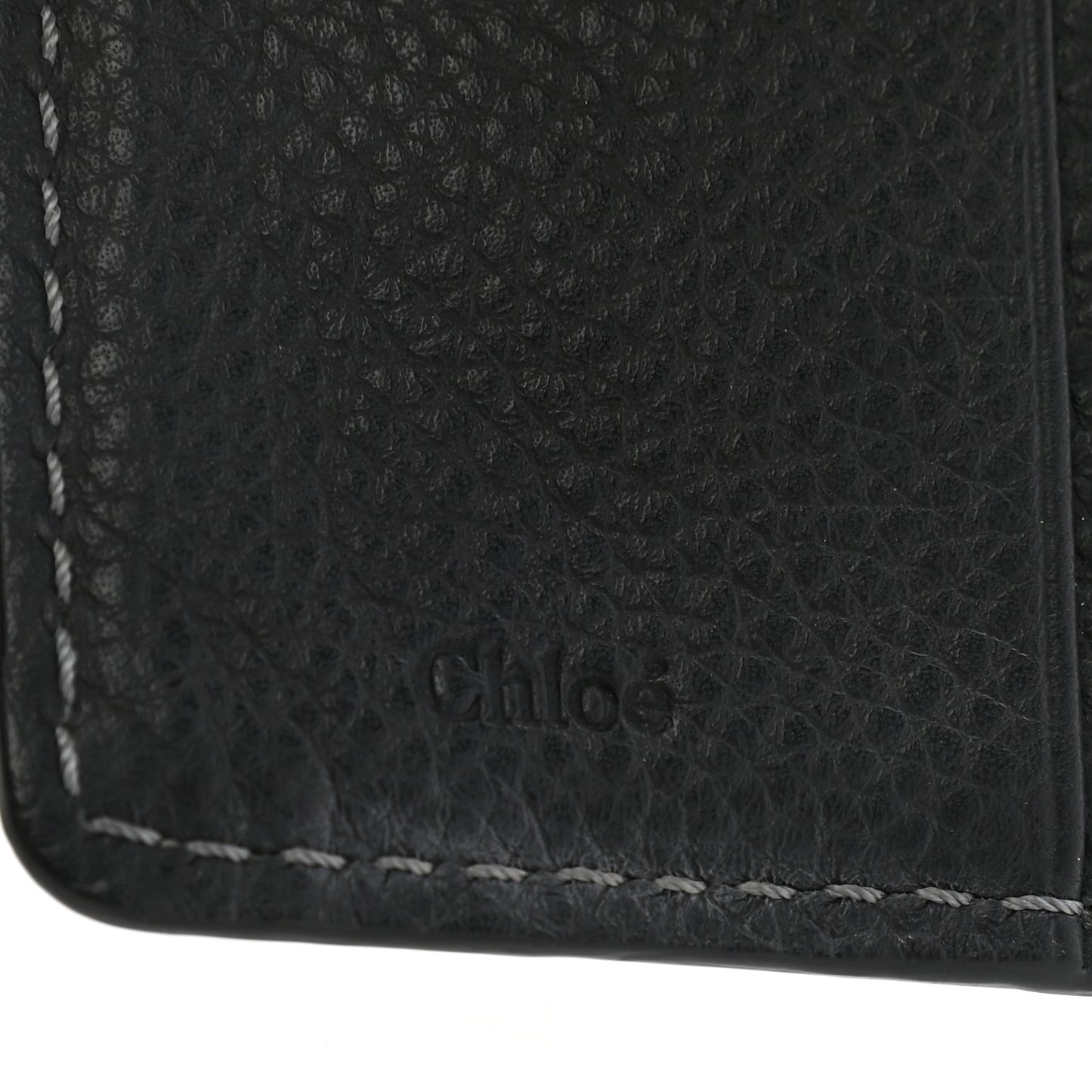 Grained Calfskin Marcie Square Wallet Black