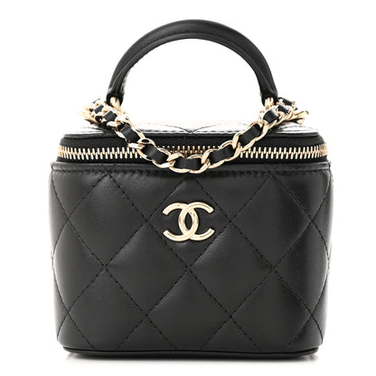 Chanel Lambskin Quilted Top Handle Mini Vanity Case With Chain Black 1 of 10