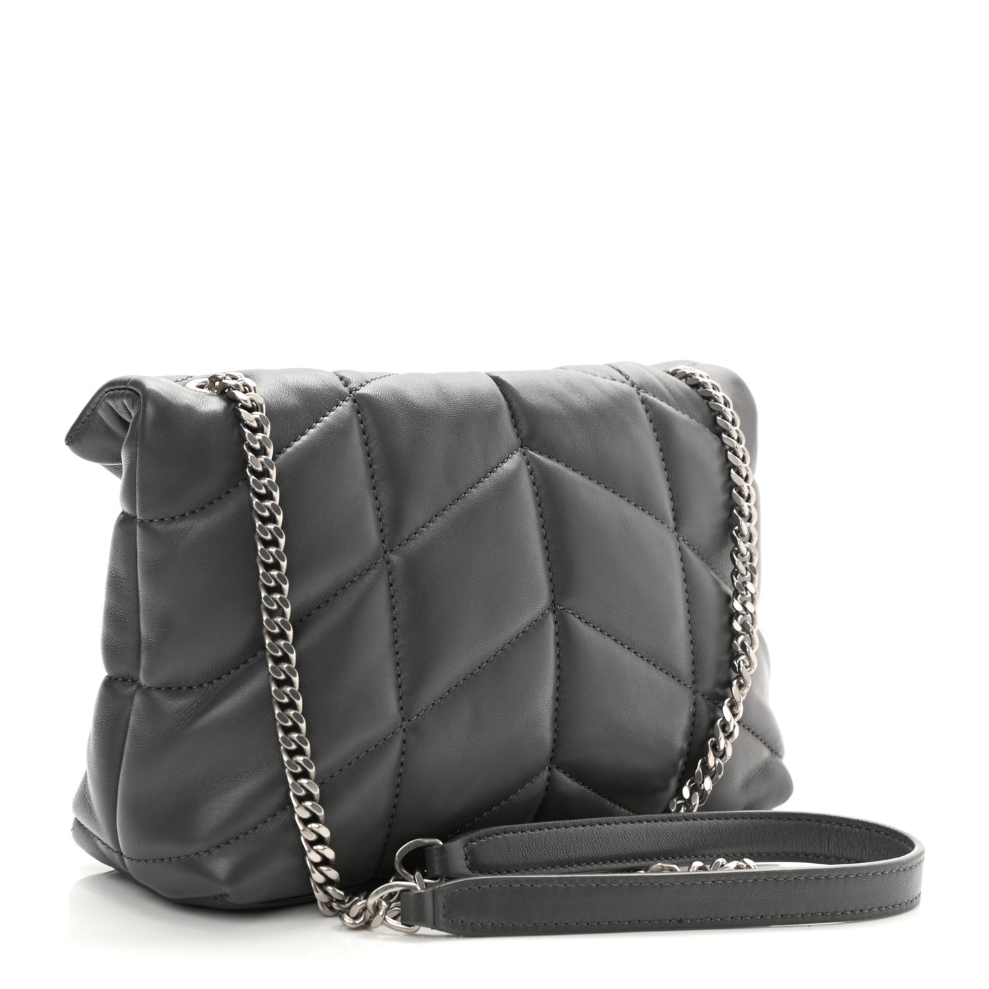 Lambskin Quilted Toy Loulou Puffer Monogram Chain Satchel Storm