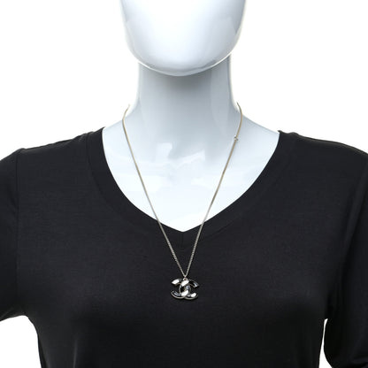 Chanel Enamel CC Pendant Necklace Black Light Gold 2 of 6