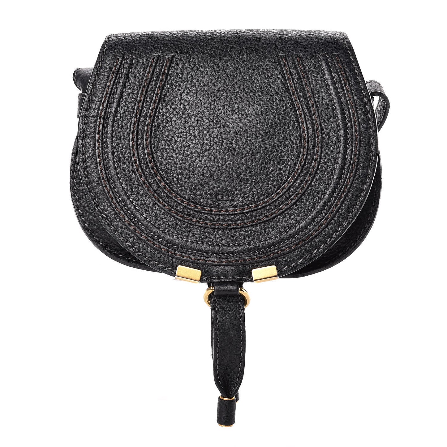 Calfskin Mini Marcie Round Crossbody Bag Black