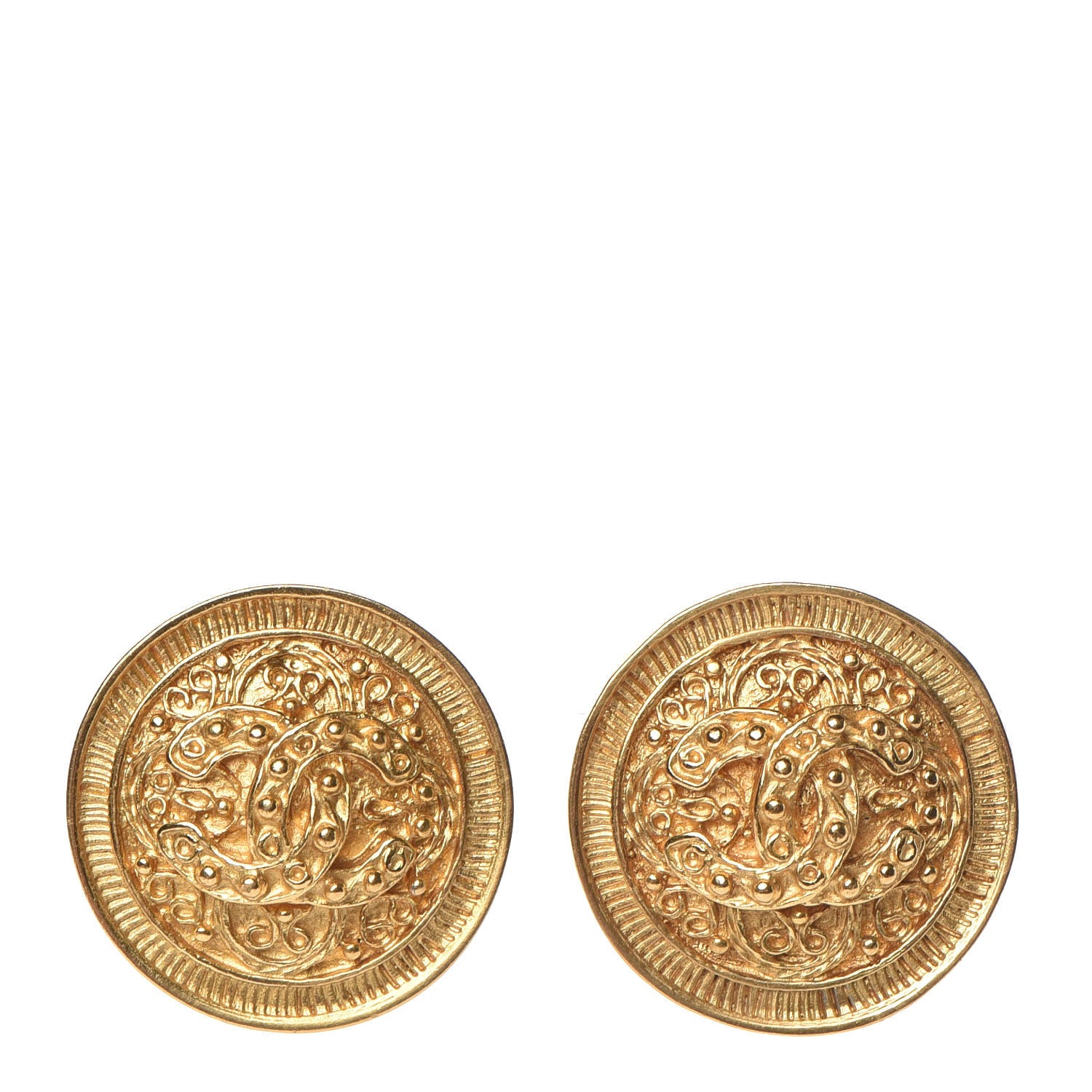Chanel CC Clip On Earrings Gold 1 of 5