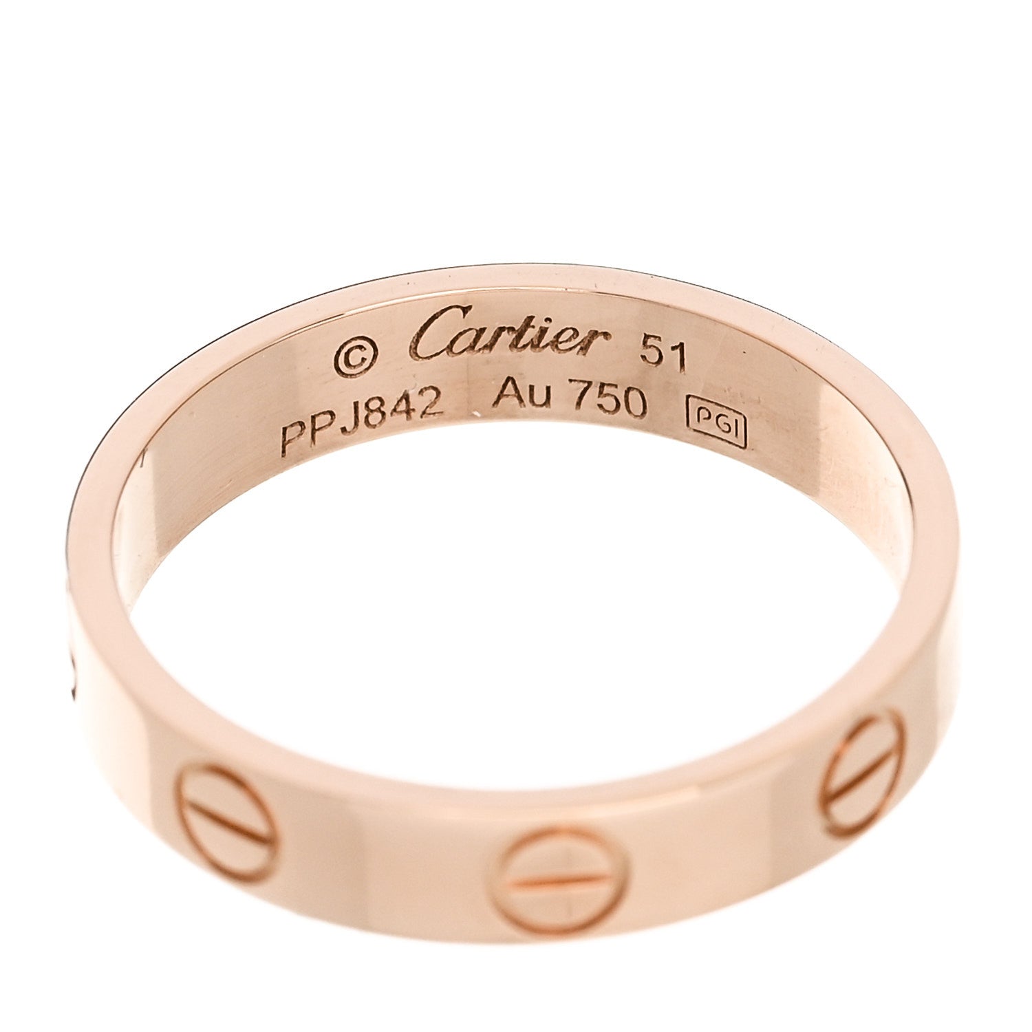 Cartier 18K Pink Gold 3.5mm LOVE Wedding Band Ring 51 5.75 4 of 5