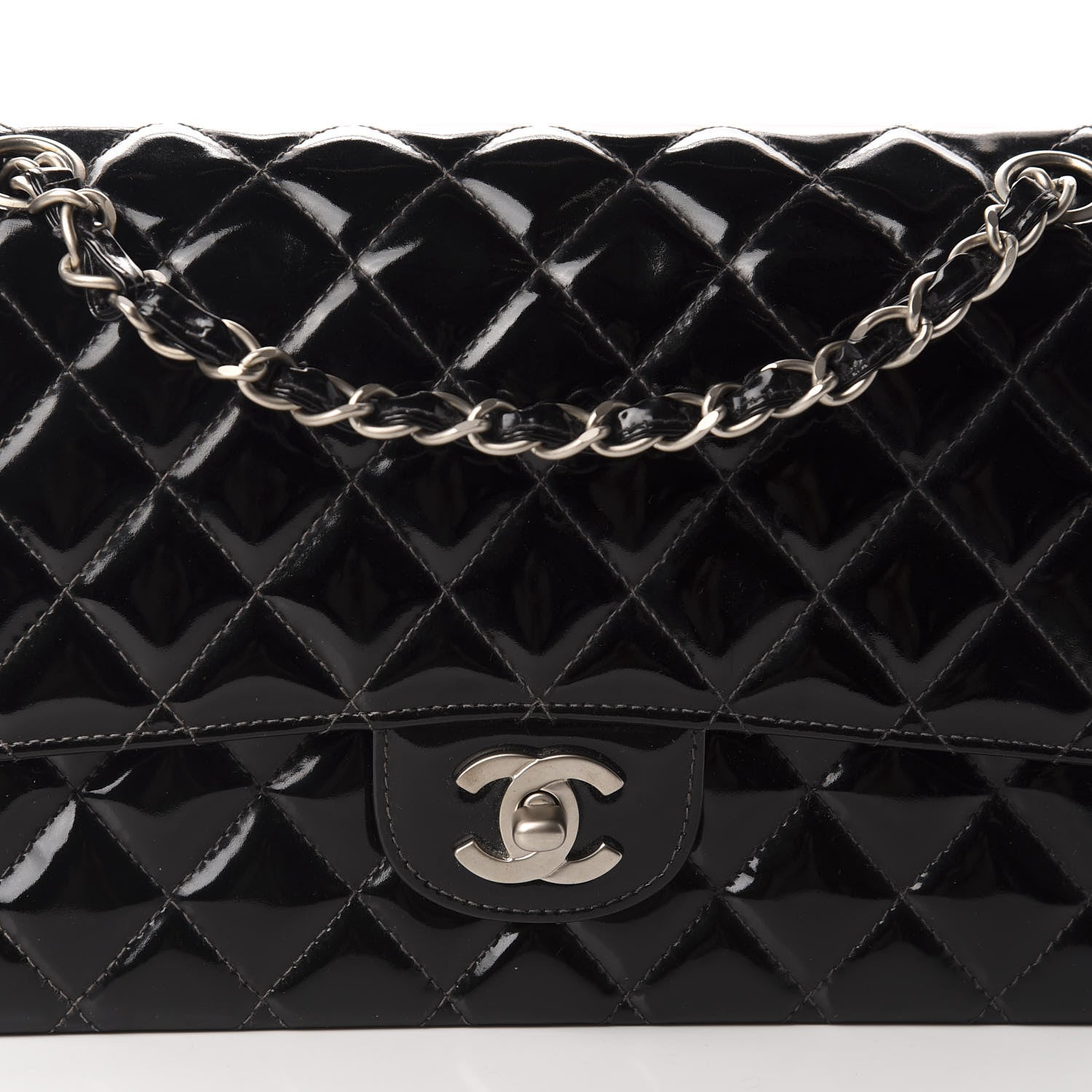 Chanel Patent Quilted Medium Double Flap Black 18 of 18
