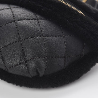 Chanel Calfskin Fur Quilted Waist Bag Fanny Pack Black 9 of 10