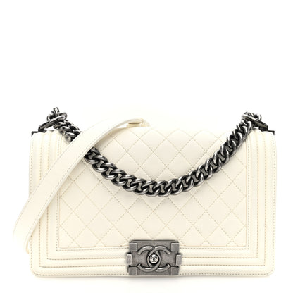 Chanel Calfskin Quilted Medium Boy Flap White 1 of 10