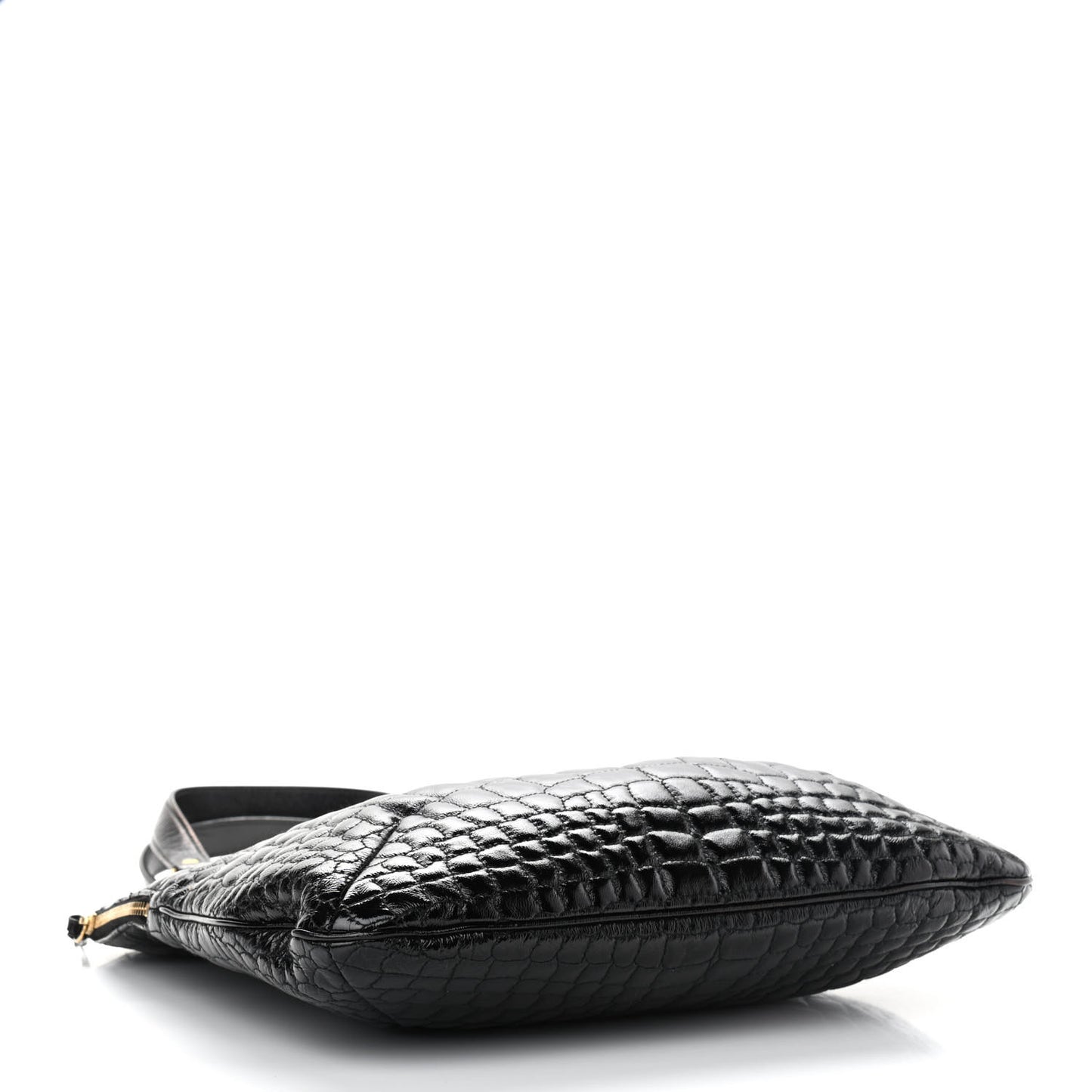 Patent Crocodile Embossed Tribute Tote Black