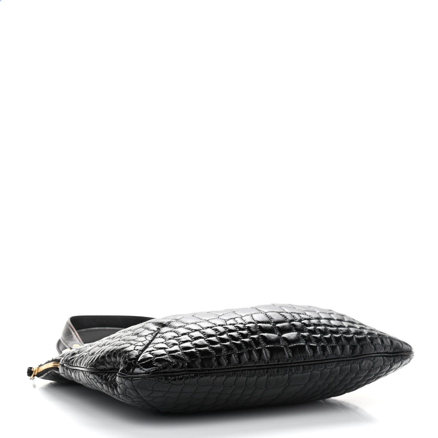 Saint Laurent Patent Crocodile Embossed Tribute Tote Black 4 of 13